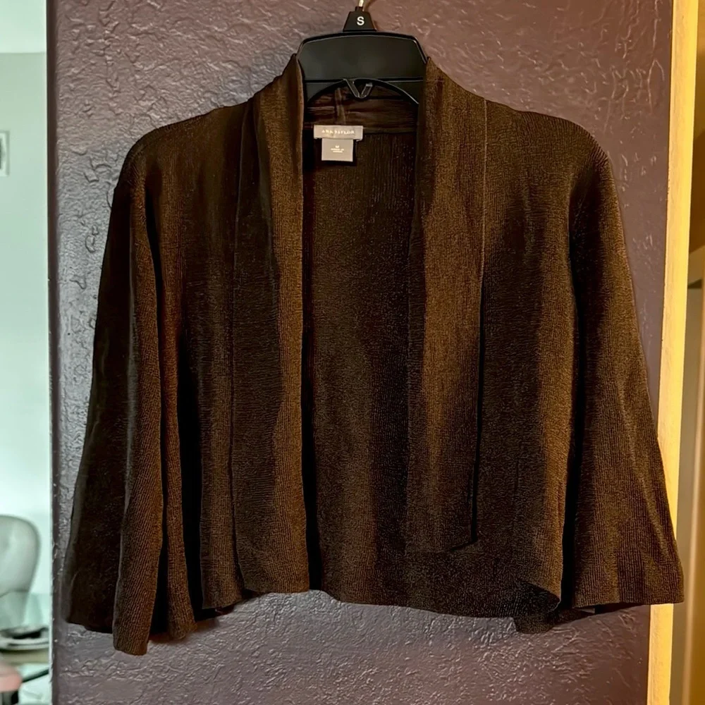 Ann Taylor Brown Shrug with Shawl Collar